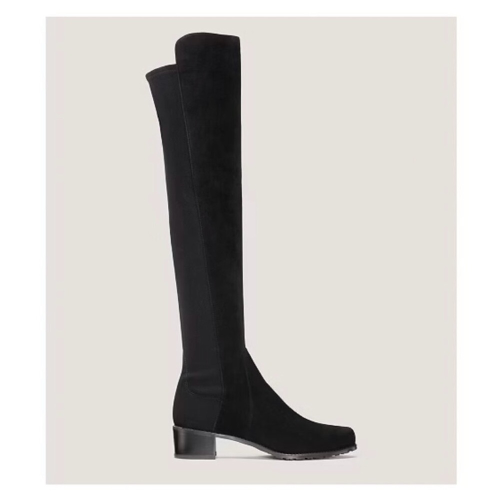 Stuart Weitzman Black Over the Knee Boots with Block Heel
